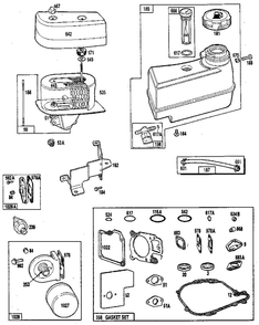 Fuel Tank Assembly Diagram and Parts List for 104700-104799 0101 - 0101 Briggs and Stratton Engine